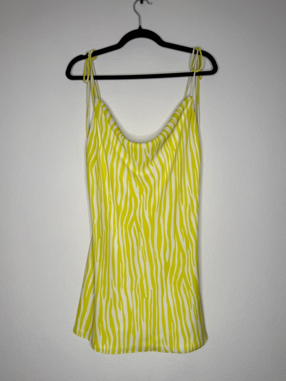 Endless Summer Teenie Mini Chartreuse Zebra Dress Tie Straps Lined NWT Size M